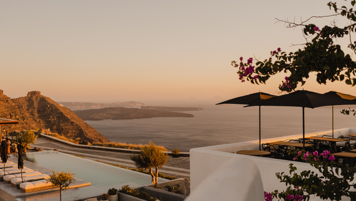 Sunset By The Pool | Nobu Hotel Santorini